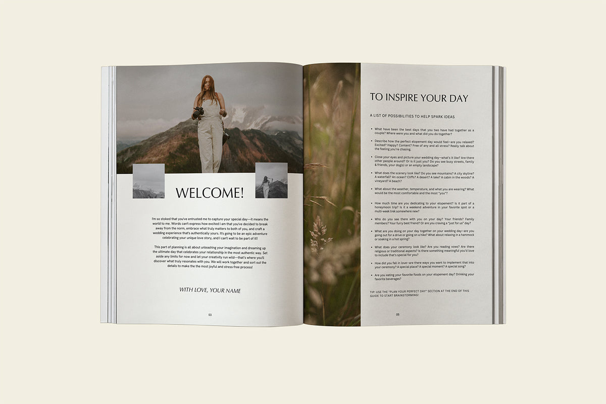 Elopement + Wedding Guides Canva Template